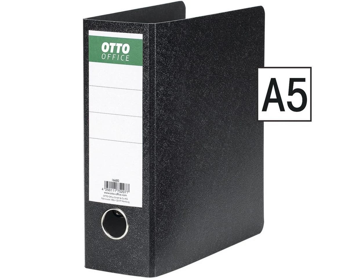 Otto Office Aktenordner DIN A5 hoch Schwarz Hartpappe