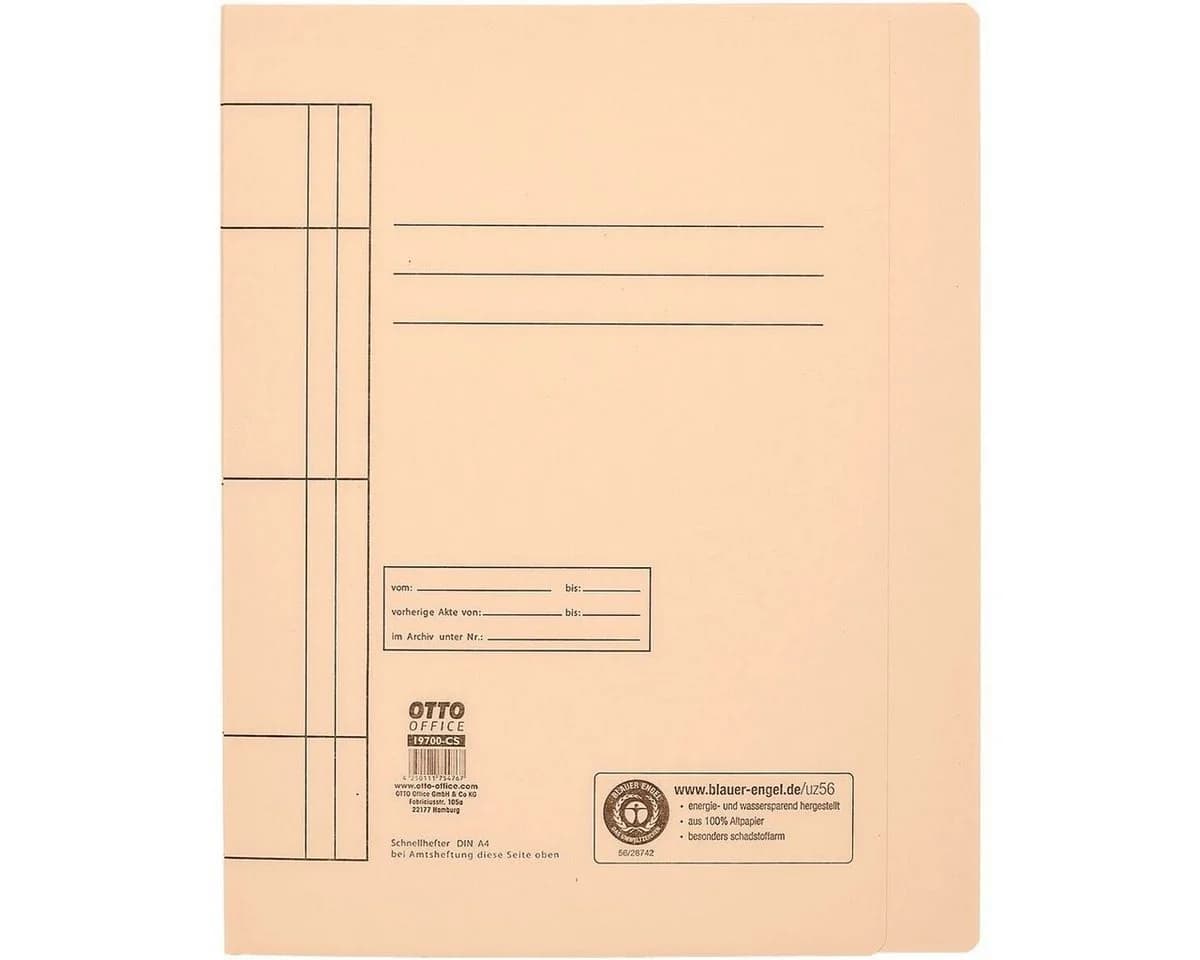 Otto Office Schnellhefter DIN A4 aus Recyclingkarton bis 250 Blatt Beige