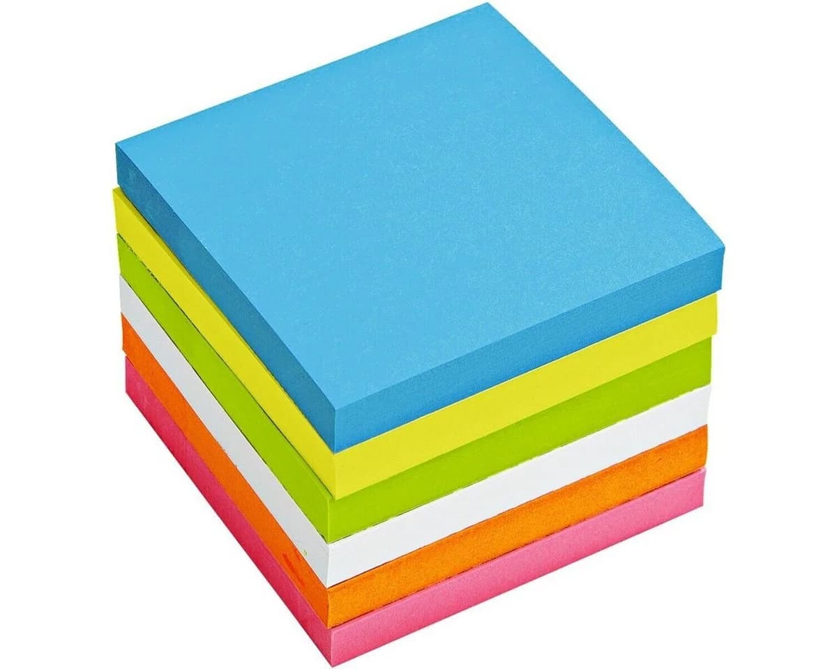 Otto Office Haftnotizblock 7,5x7,5 cm Neonfarben 6er Pack