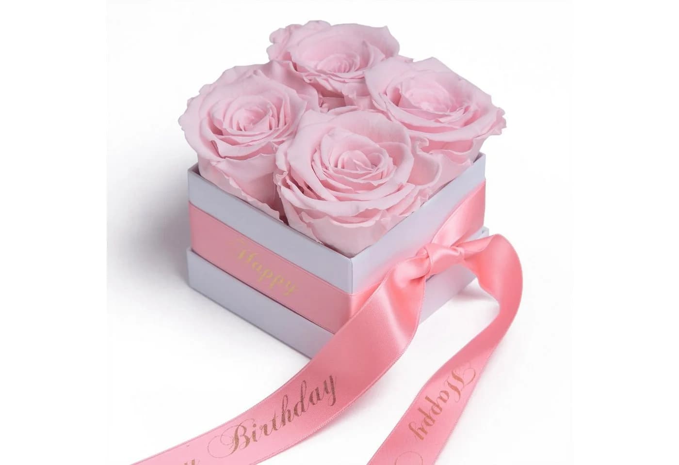 Infinity Rosenbox Happy Birthday 4 Rosen Rosa Weiß Rosemarie Schulz