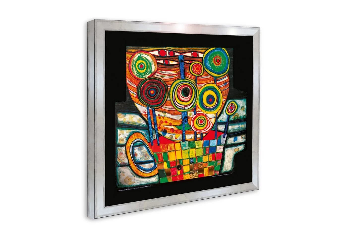 artissimo Bild mit Rahmen gerahmter Kunstdruck 53x53 cm Friedensreich Hundertwasser Das Dingsda wächst im Blumentopf