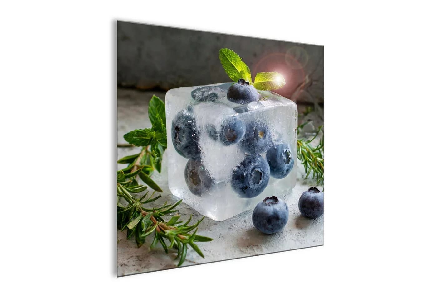 artissimo Glasbild 30x30 cm Blaubeeren im Eis Modern