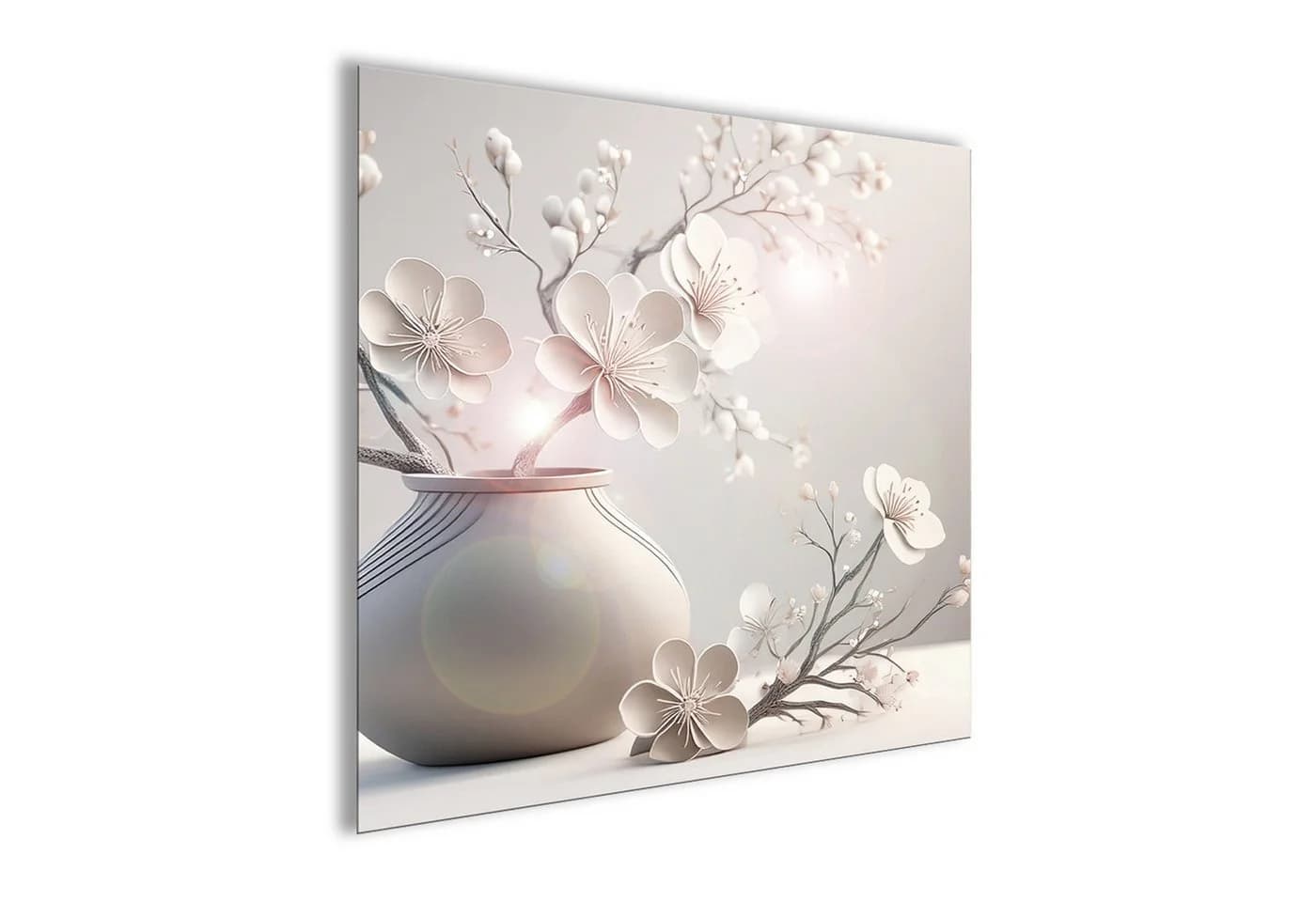 artissimo Glasbild 50x50 cm Beige Stillleben Blumen