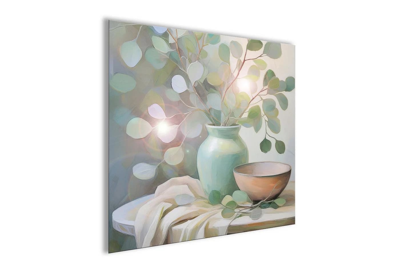 artissimo Glasbild 50x50 cm Eukalyptus Stillleben Grün