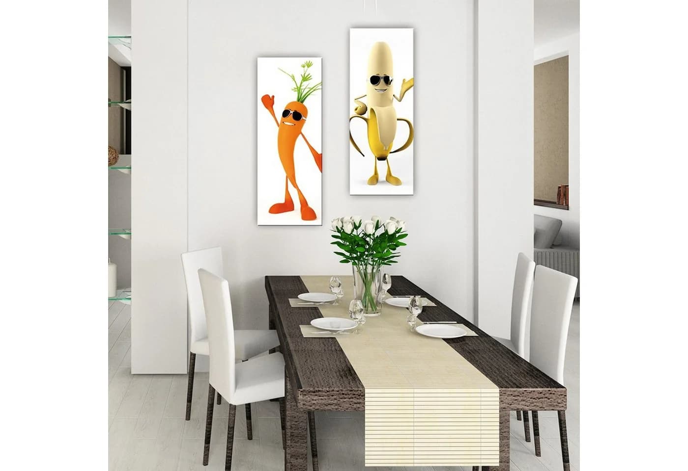 artissimo Glasbild 30x80 cm Orange Karotte mit Sonnenbrille
