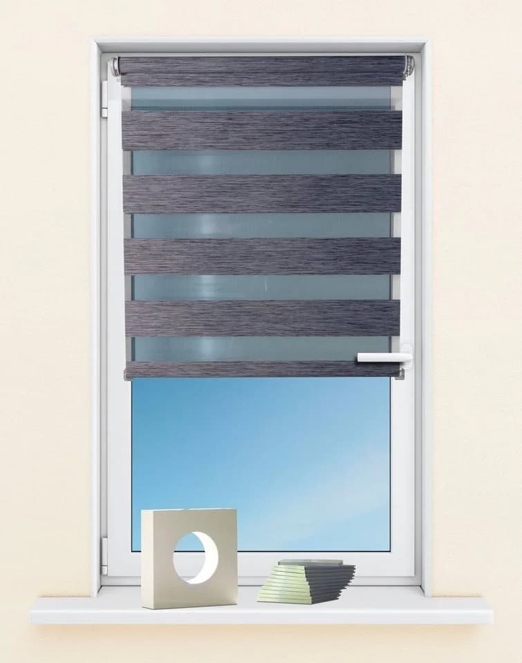 KUTTI Duo-Rollo Sola Grau 45x160cm Klemmfix