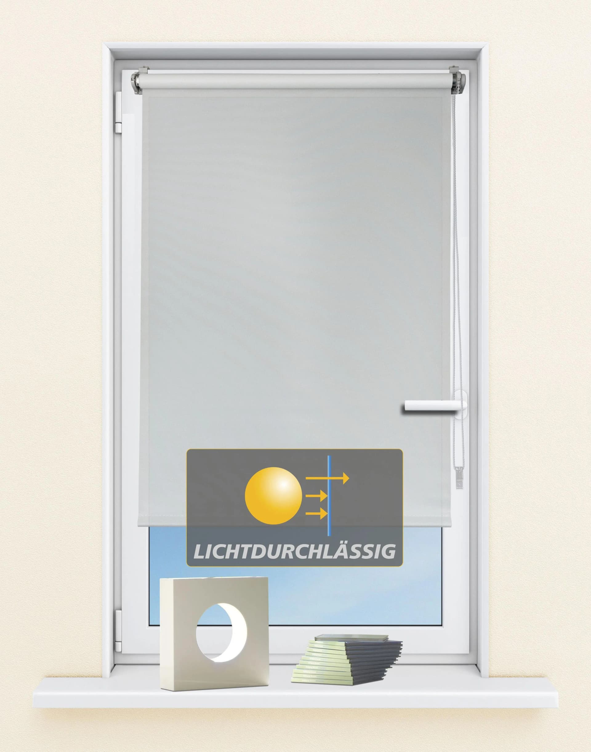 KUTTI Seitenzugrollo Ida Weiß Klemmfix Lichtschutz