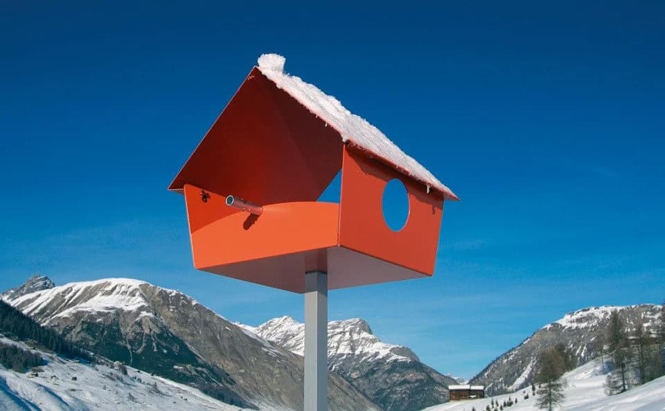 Radius Vogelhaus Piep Show XXL Pulverbeschichteter Stahl Aluminium Orange