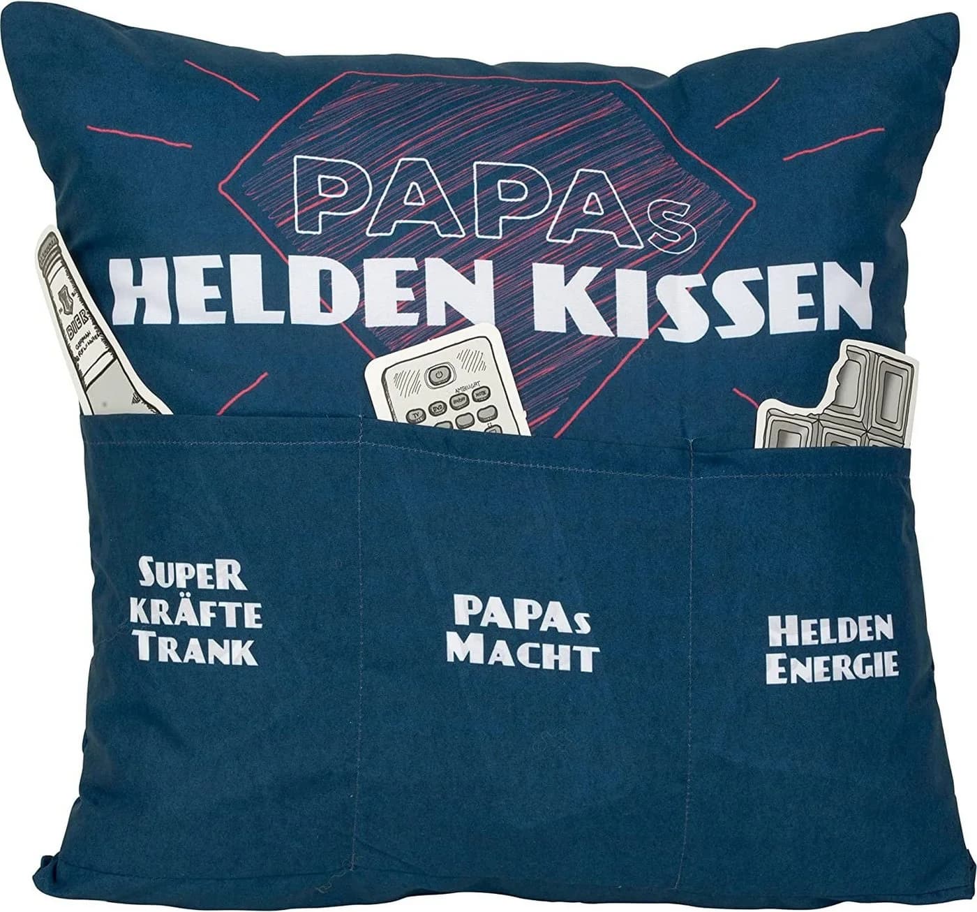 HERGO Creation Dekokissen Superhelden Motiv Marineblau mit Taschen