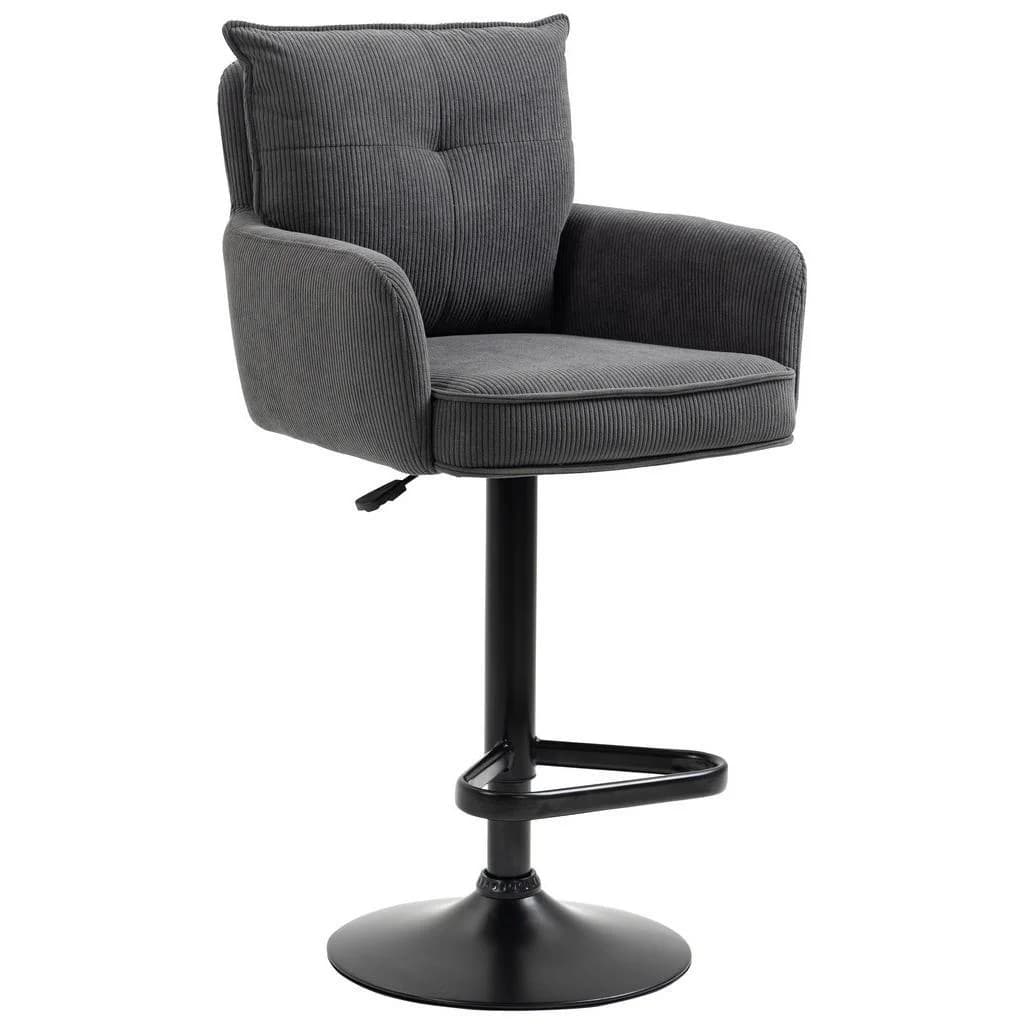 Novel Barhocker Anthrazit Schwarz Metall Textil Drehteller