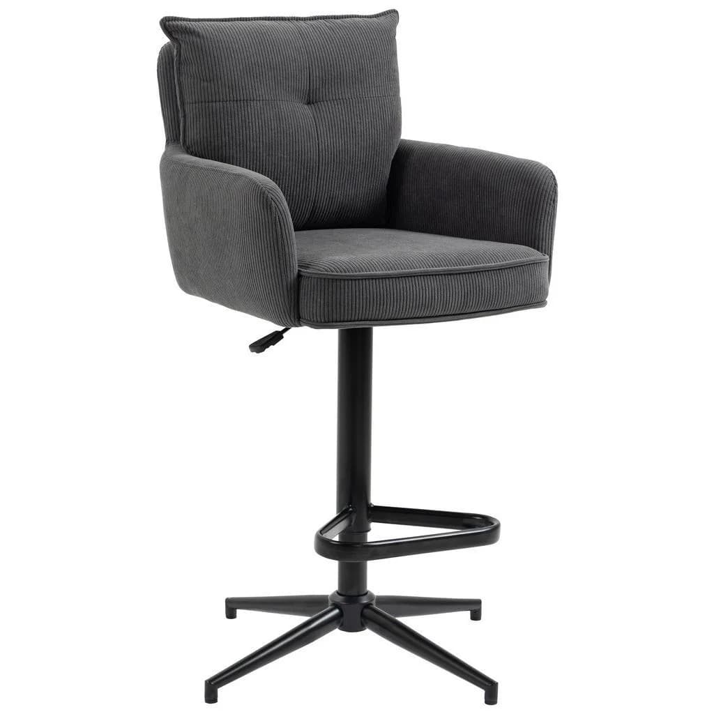 Novel Barhocker Anthrazit Metall Textil Drehkreuz