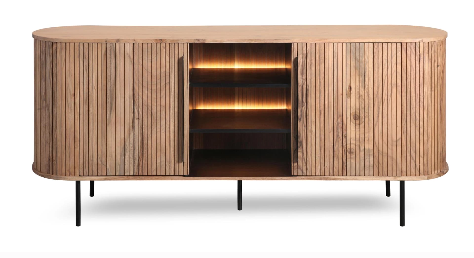 WOLF MÖBEL Kommode Grau Stone Akazie massiv mit LED