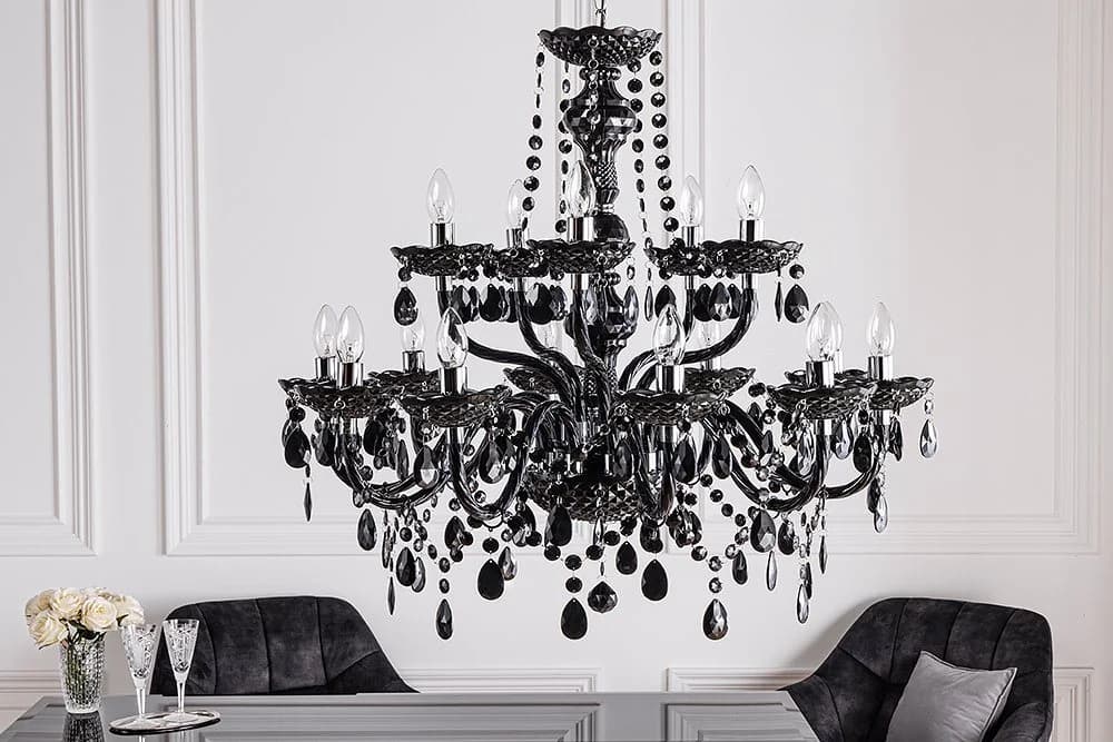 riess-ambiente Kronleuchter BLACK CRYSTAL XL Schwarz Barock Design
