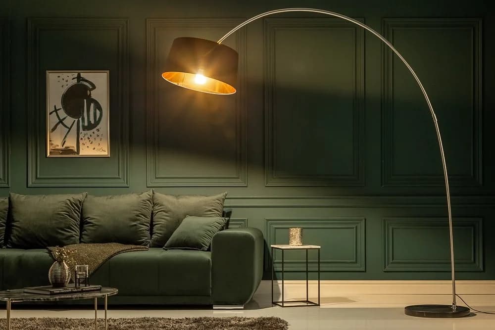 riess-ambiente Bogenlampe FORMA 215cm Schwarz/Gold Modern Design