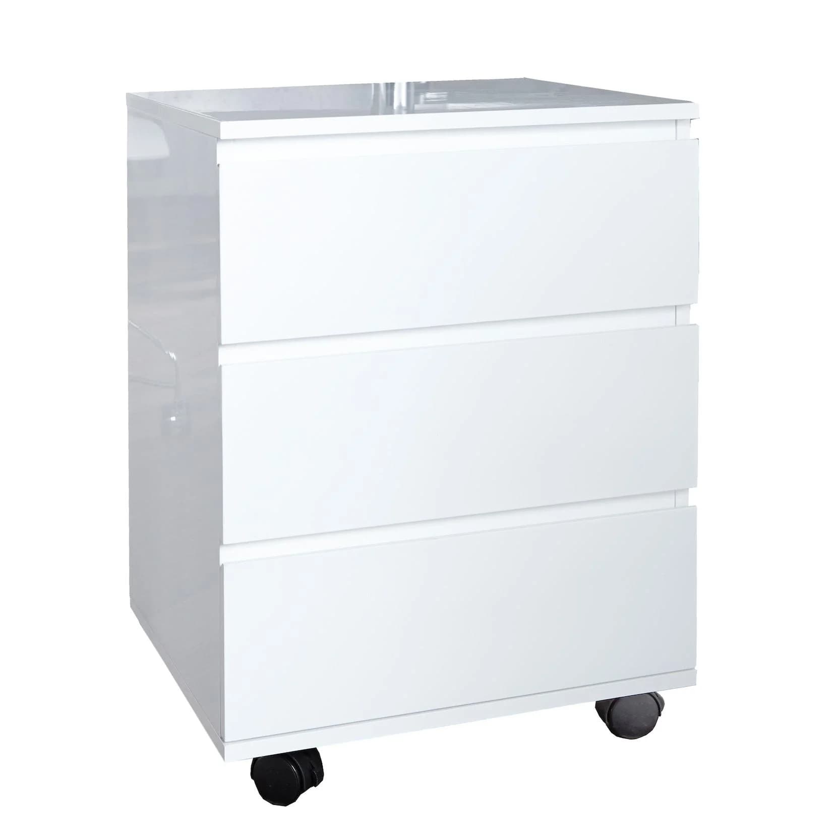 riess-ambiente Rollcontainer BIG DEAL Weiß Hochglanz 3 Schubladen Modern
