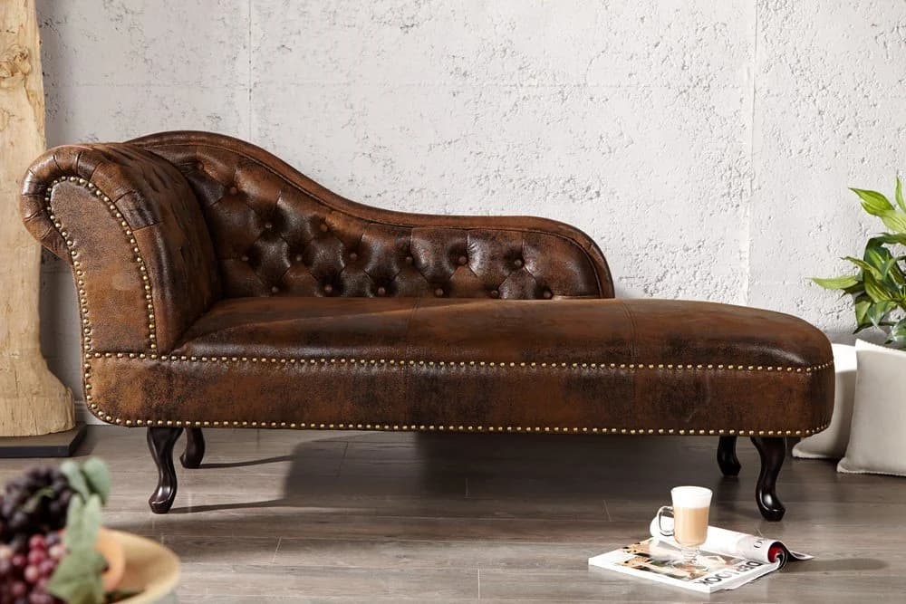 riess-ambiente Recamiere CHESTERFIELD antik braun Microfaser