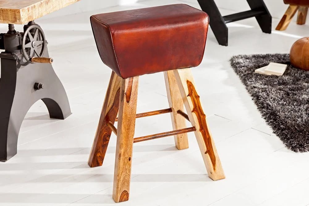 riess-ambiente Barhocker TURNBOCK Coffee Natur Echtleder