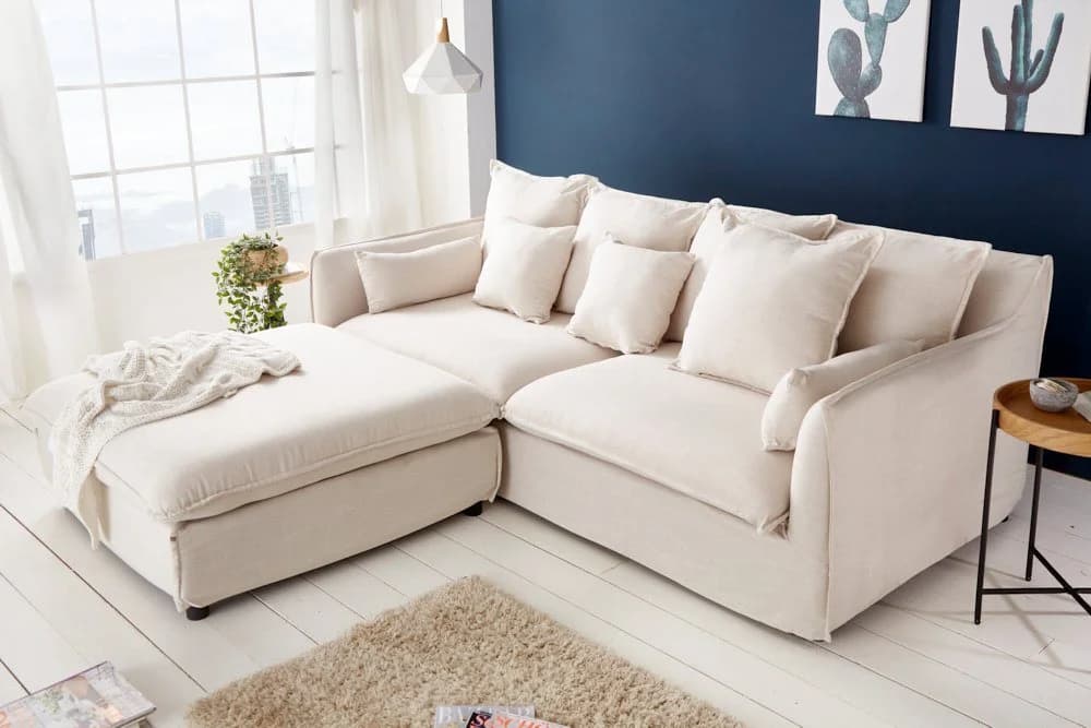 riess-ambiente Fußhocker HEAVEN 100cm natur Federkern Polsterung Landhausstil
