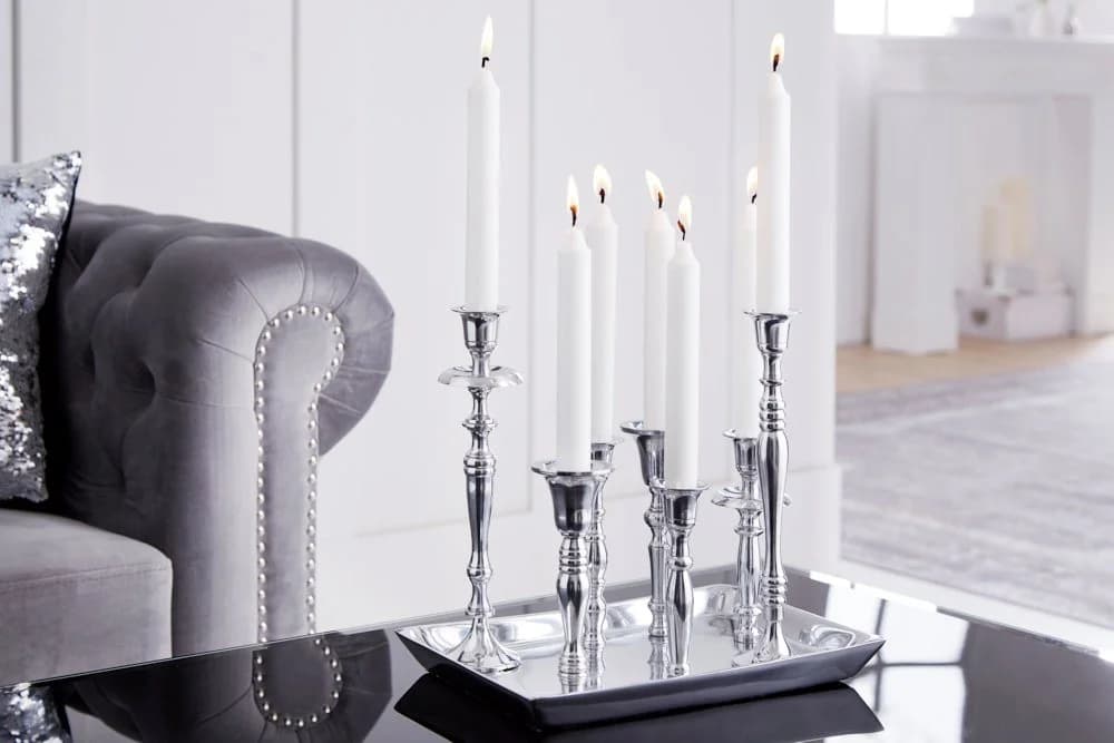 riess-ambiente Kerzenständer Set 7-tlg. Silber Barock Design