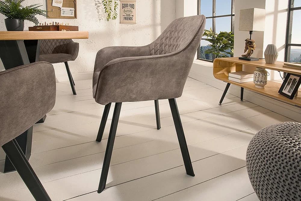 riess-ambiente Polsterstuhl PALERMO taupe/schwarz Microfaser mit Armlehne