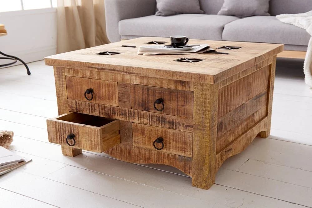 riess-ambiente Couchtisch IRON CRAFT 70cm natur Massivholz Industrial