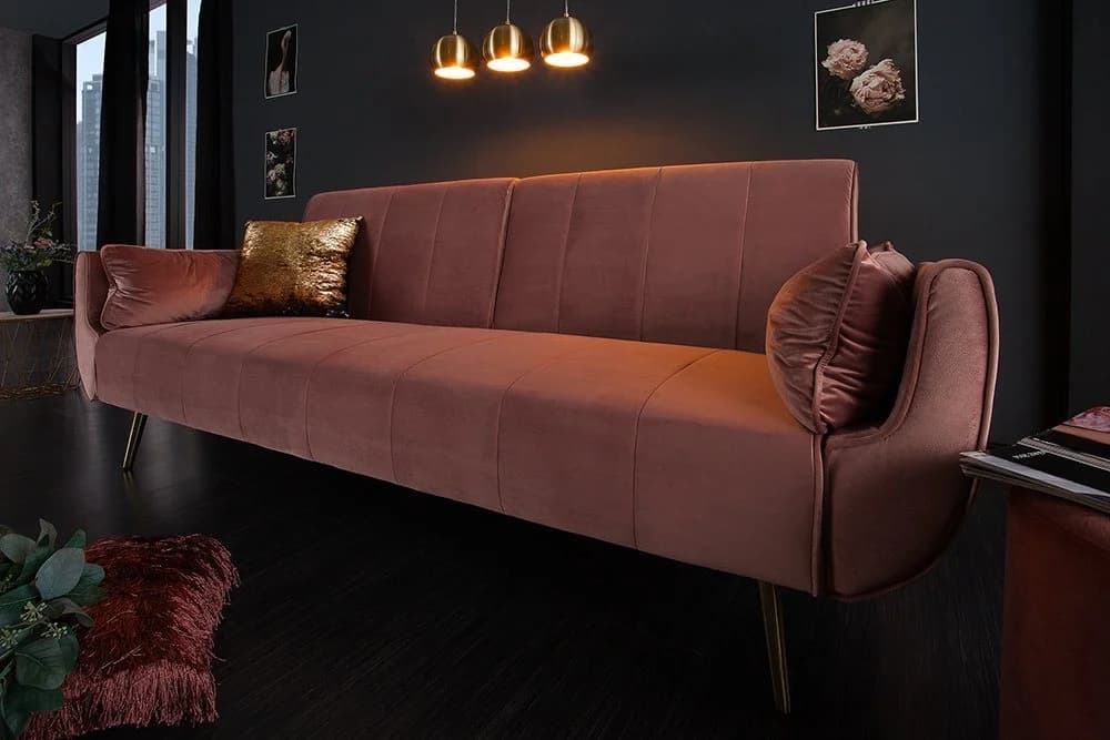 riess-ambiente Schlafsofa DIVANI 220cm Altrosa Gold 3-Sitzer Samt Retro