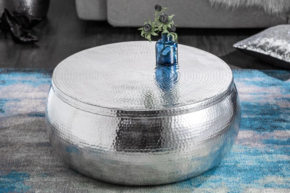 riess-ambiente Couchtisch ORIENT STORAGE Ø70cm Silber Handarbeit