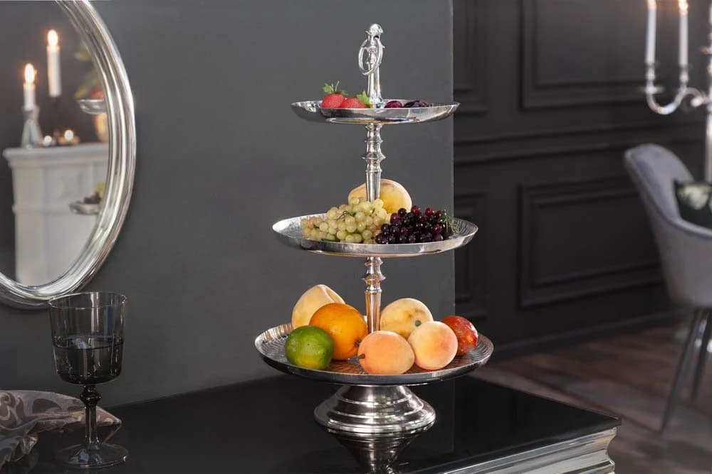 riess-ambiente Dekoetagere ORIENT Hammerschlag-Design Silber
