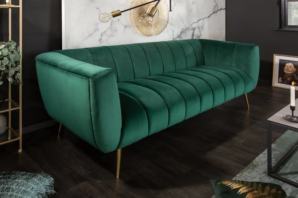 riess-ambiente Sofa NOBLESSE 225cm Smaragdgrün Gold Retro