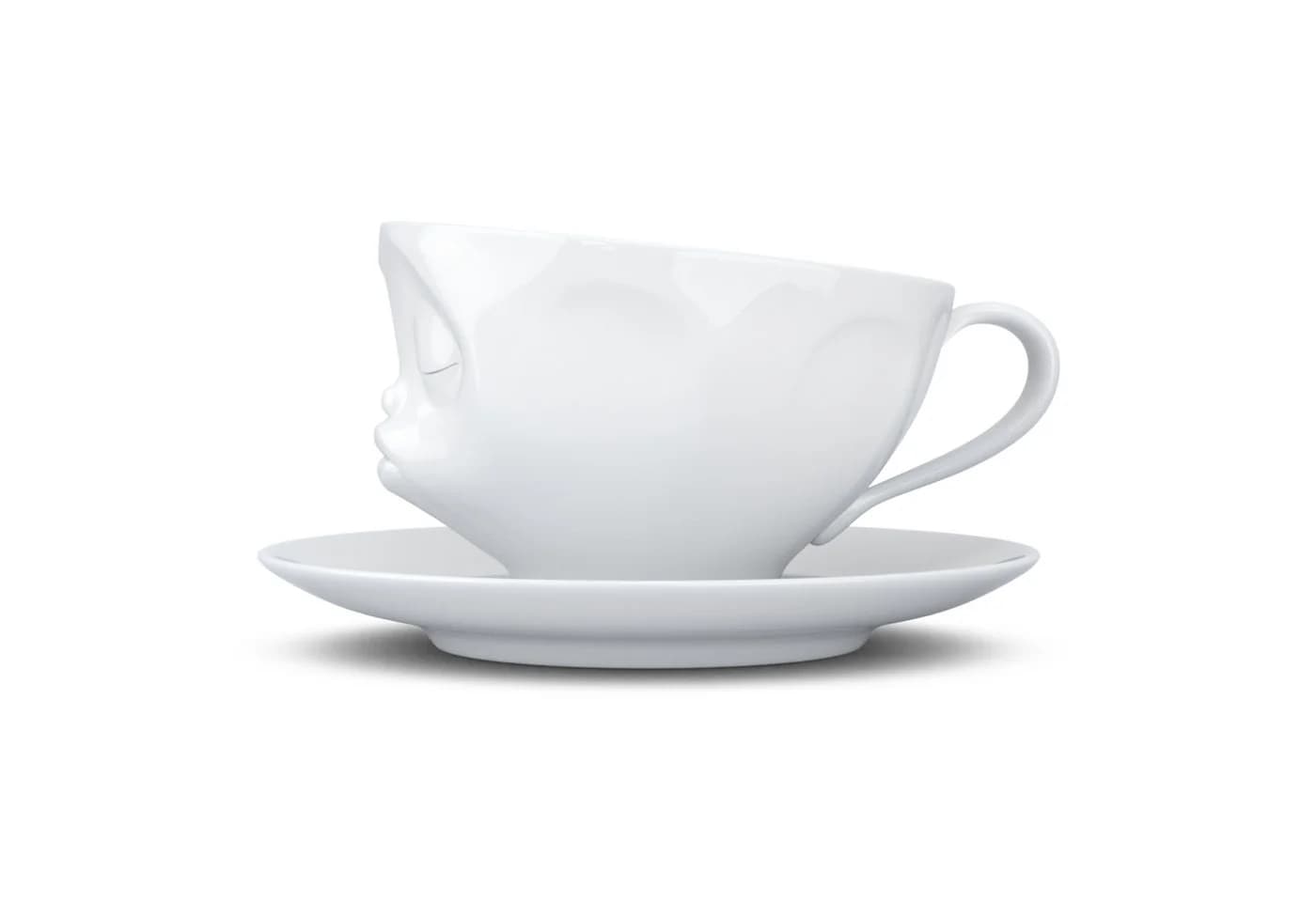FIFTYEIGHT PRODUCTS Tasse "Küssend" Weiß Hartporzellan mit Unterteller