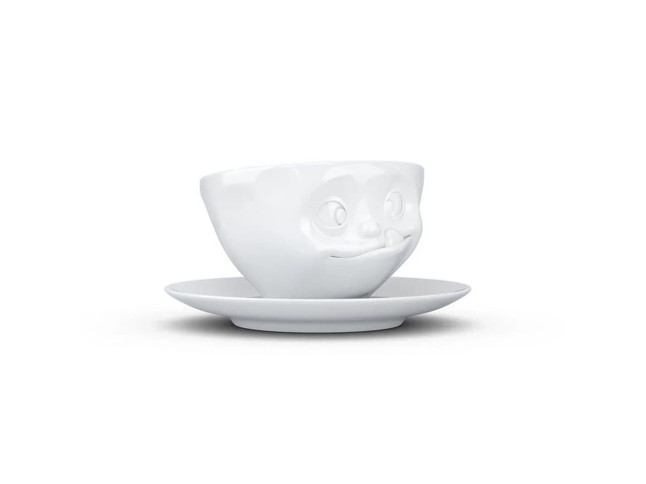 FIFTYEIGHT PRODUCTS Tasse "Lecker" Hartporzellan mit Unterteller