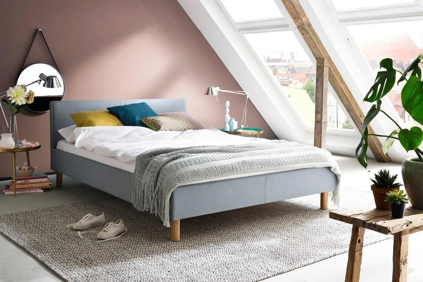 Meise Möbel Polsterbett Lena Eisblau 120x200 cm