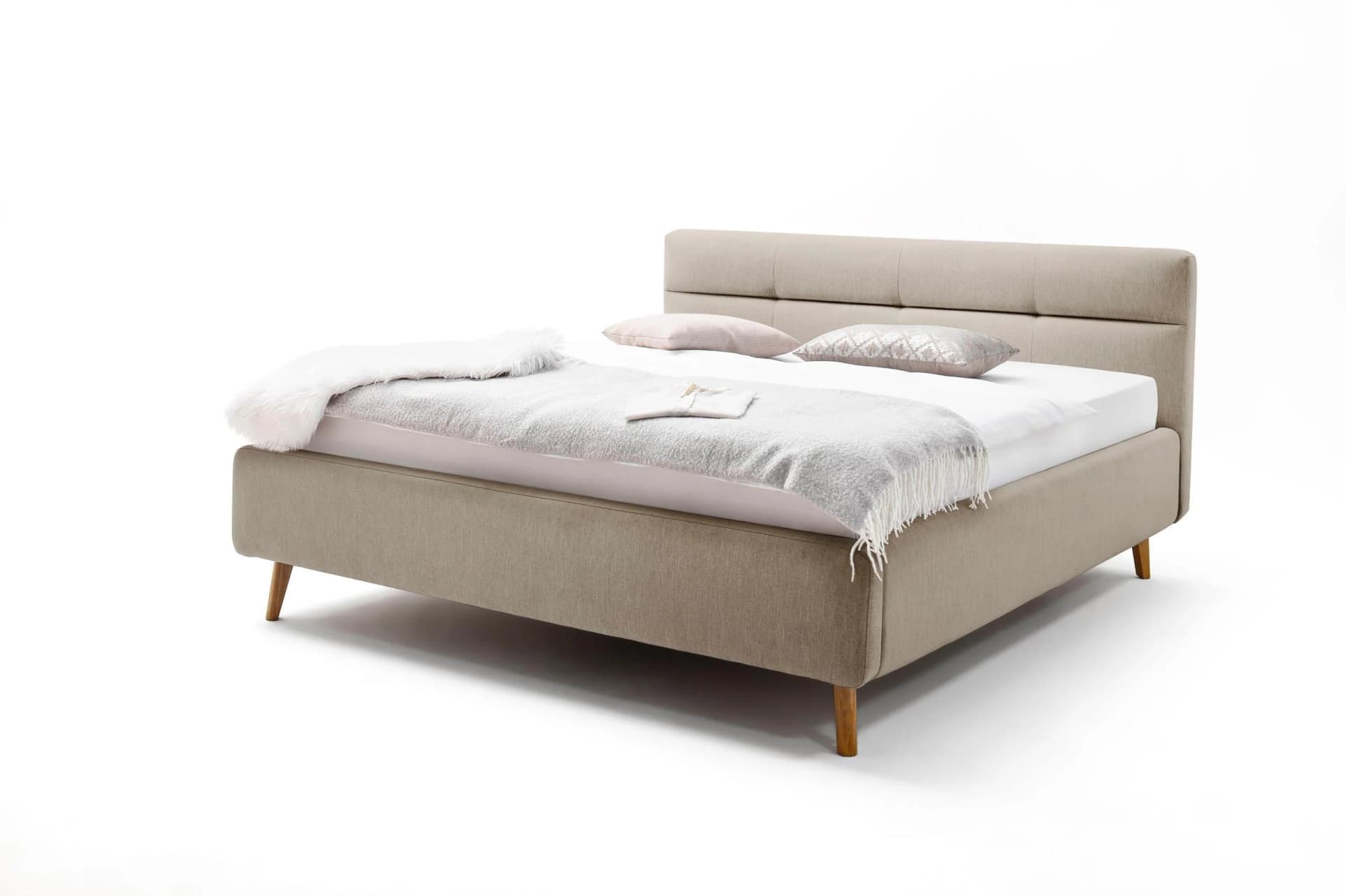 Meise Möbel Polsterbett Lotte Beige mit Bettkasten und Lattenrost