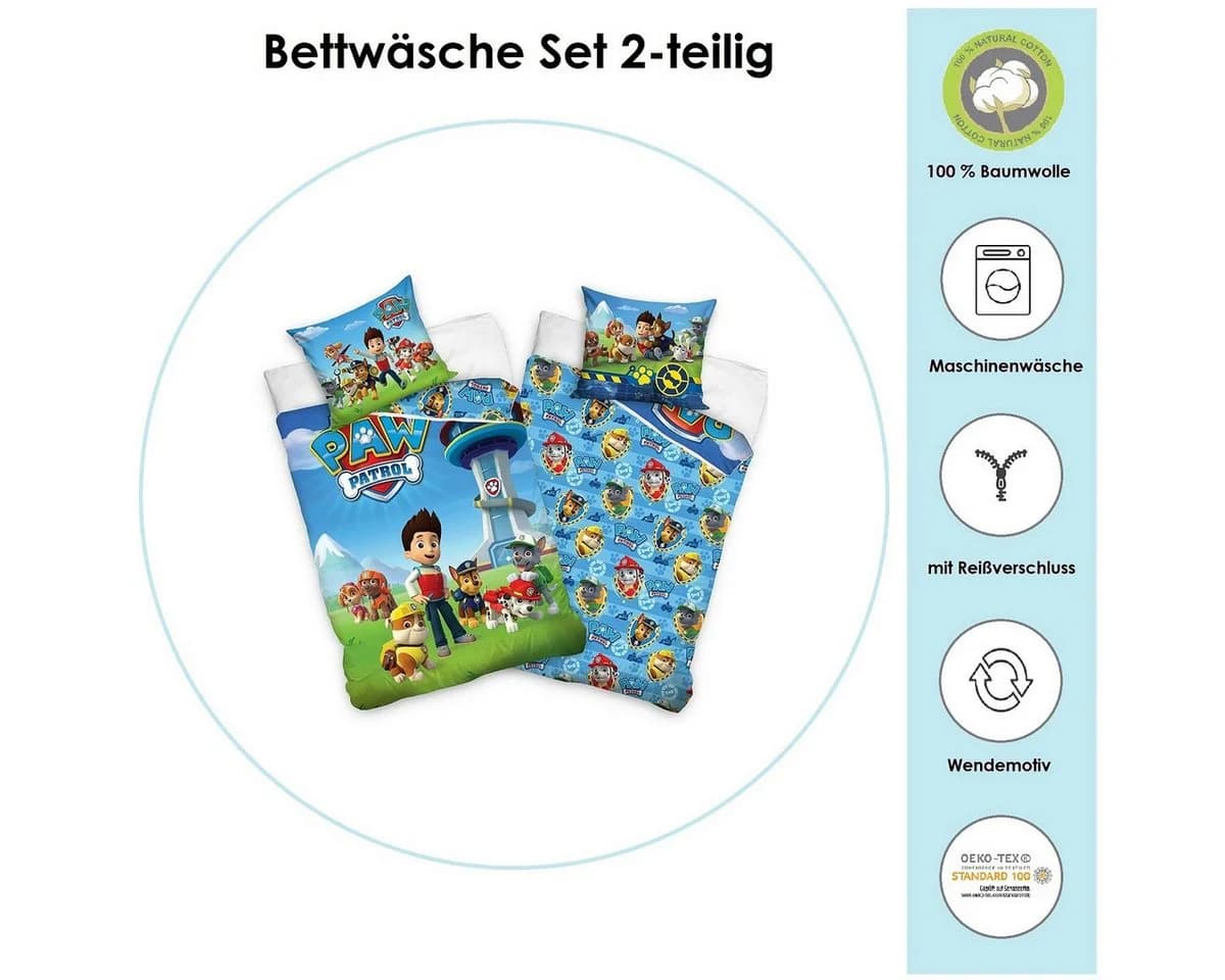 Familando Kinderbettwäsche Paw Patrol Bunt Wendemotiv