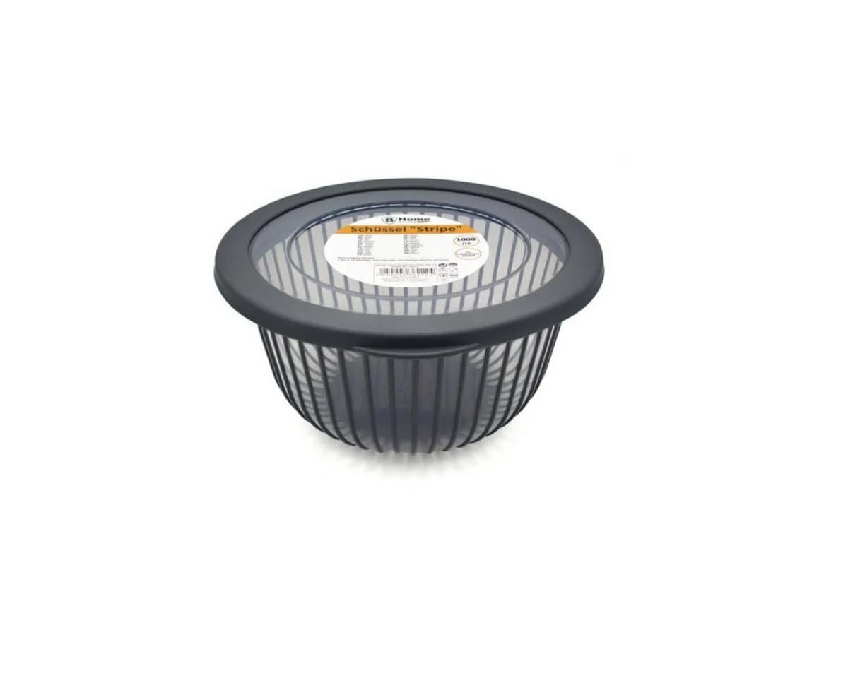 B-Home Aufbewahrungsschüssel mit luftdichtem Deckel Stripe-Design Anthrazit