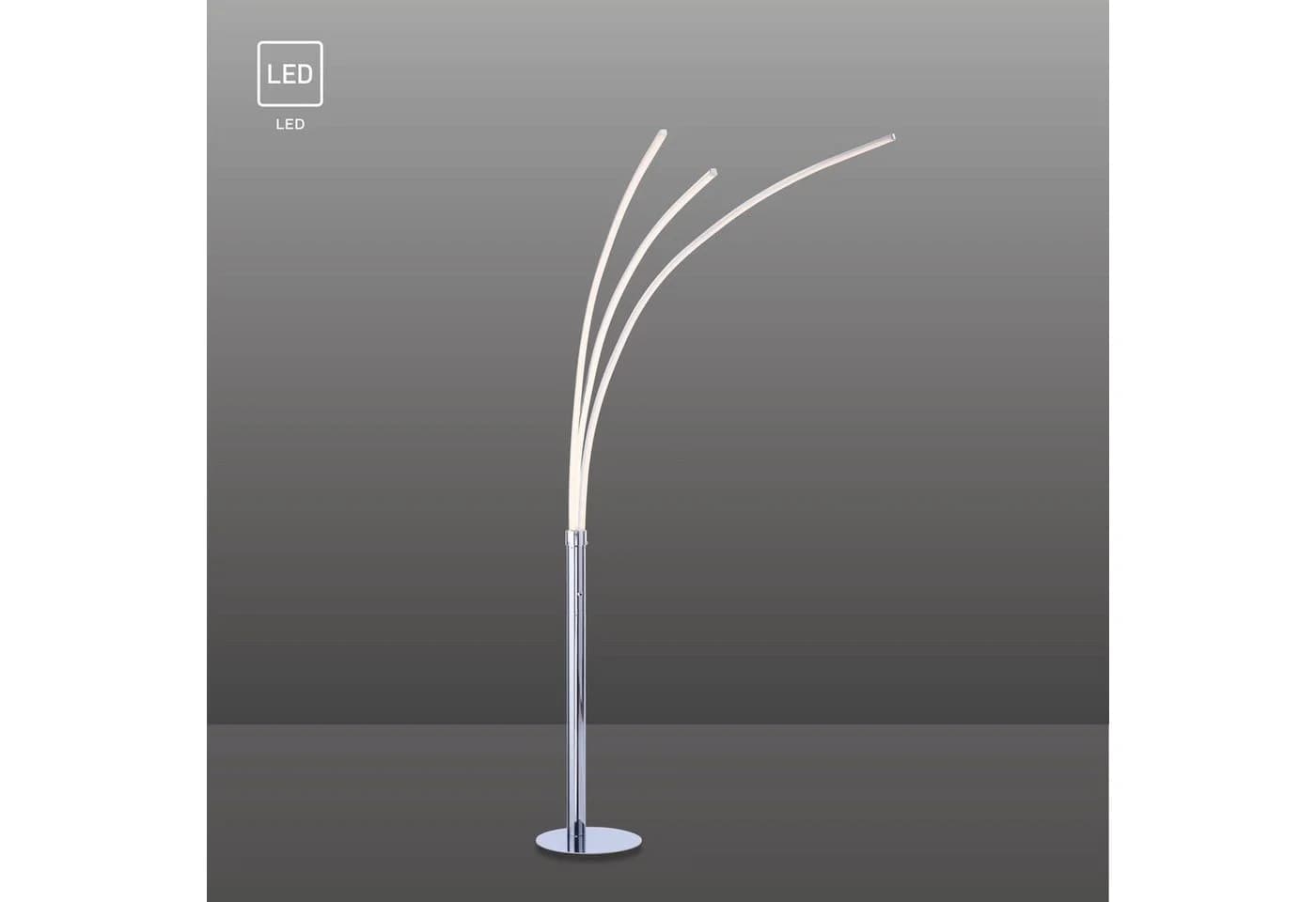 SellTec LED Stehlampe Bogenleuchte 3-flammig Warmweiß