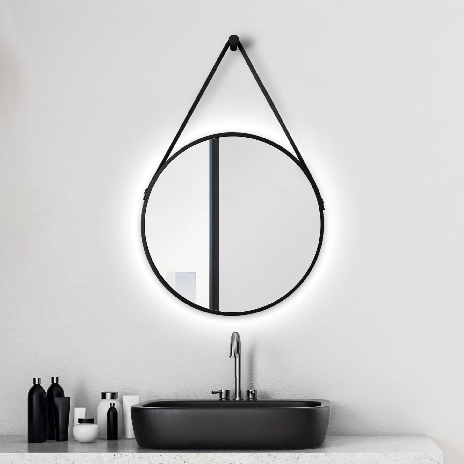 TALOS Wandspiegel Black Light Schwarz LED IP24