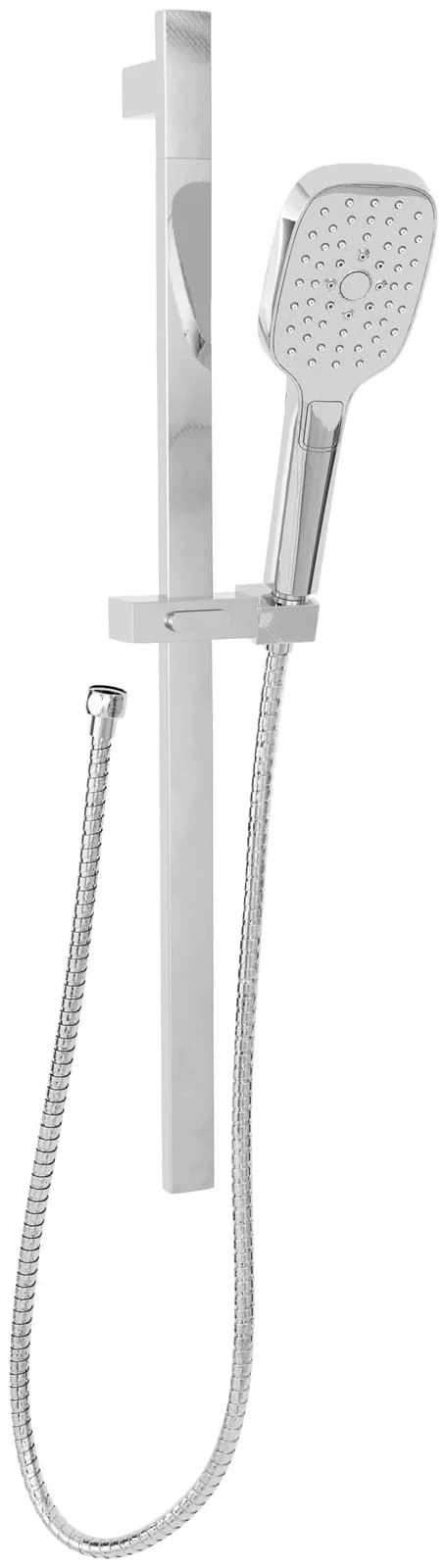 Moderne Brausegarnitur aus Edelstahl und Chrom
