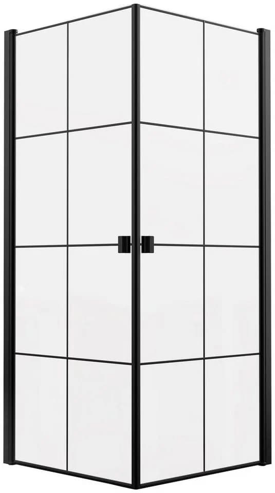 Marwell Eckdusche Clean line Schwarz Einscheibensicherheitsglas