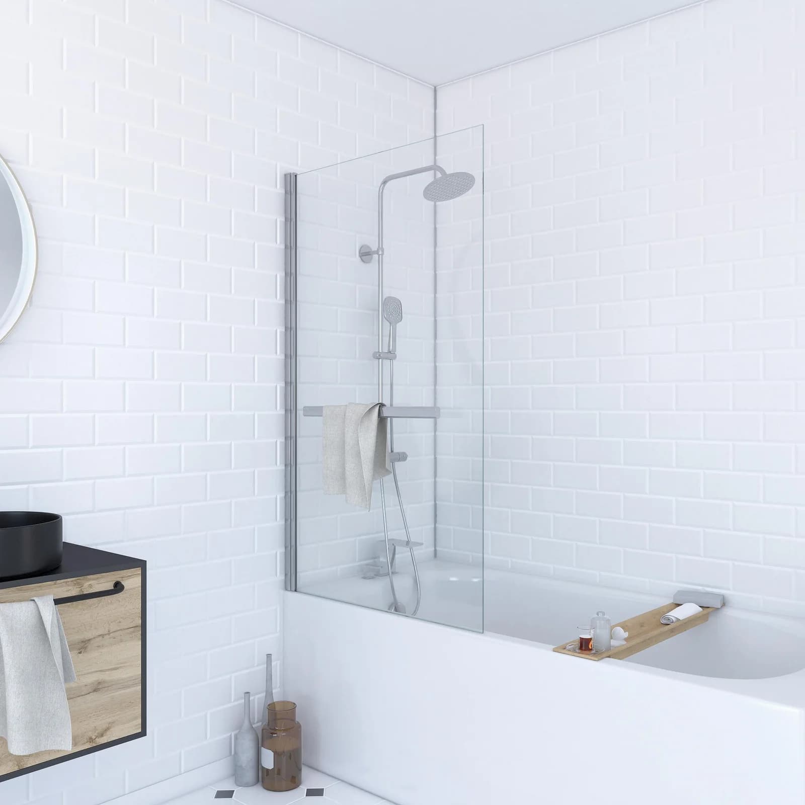 MARWELL Badewannenfaltwand Prime Chrome Silber