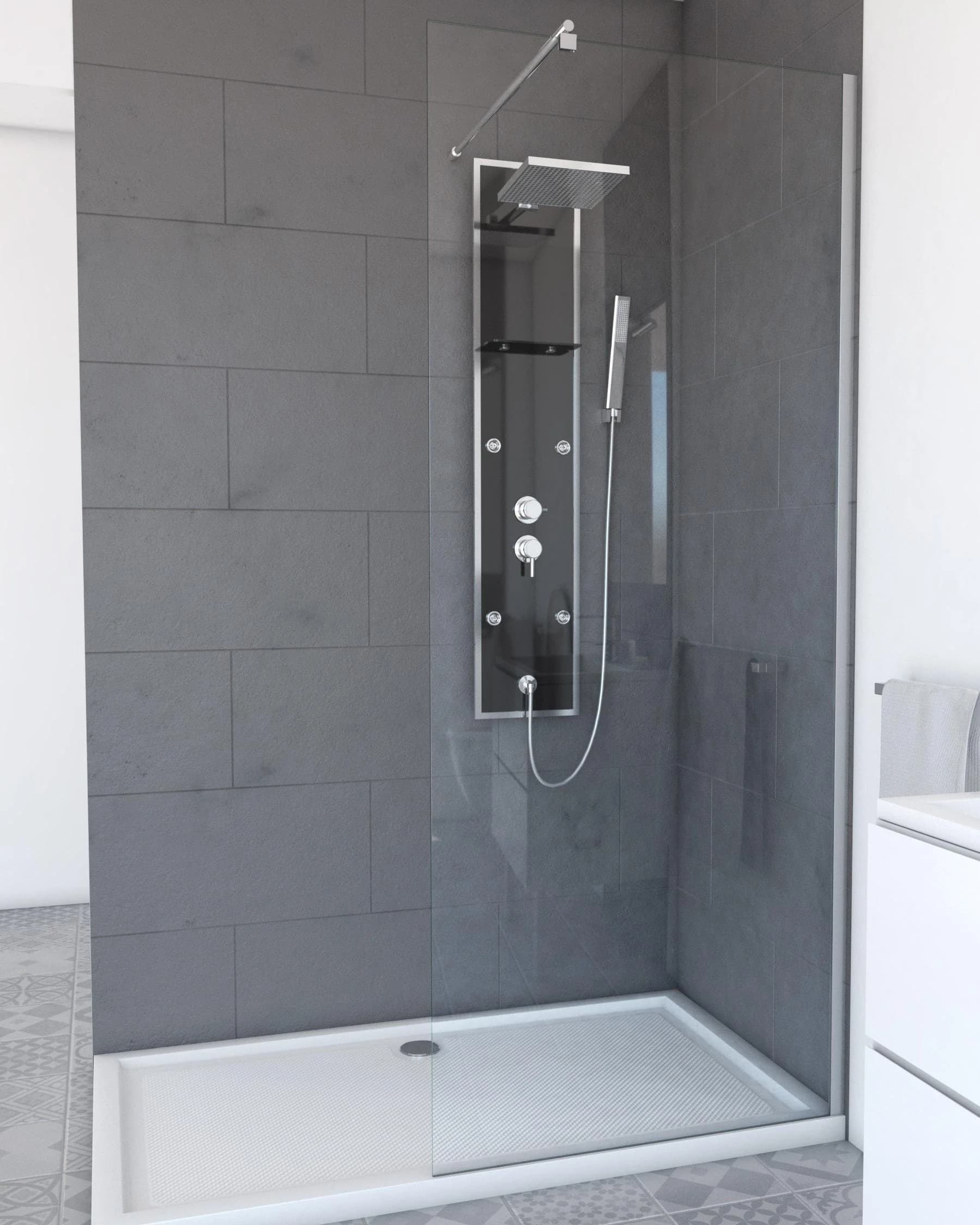 MARWELL PLANO Walk-in-Dusche Silber 200x80 cm