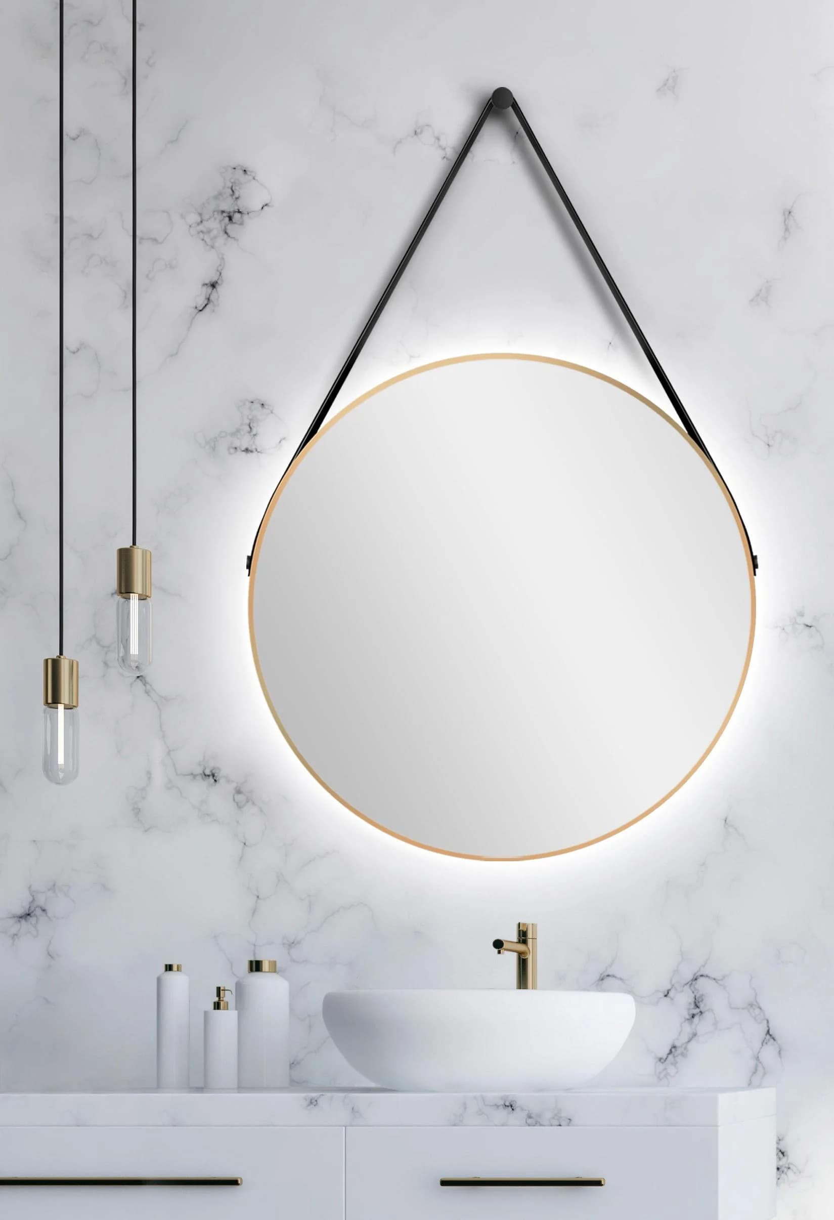 LED-Lichtspiegel TALOS Gold Rund Mit Indirekter LED Beleuchtung