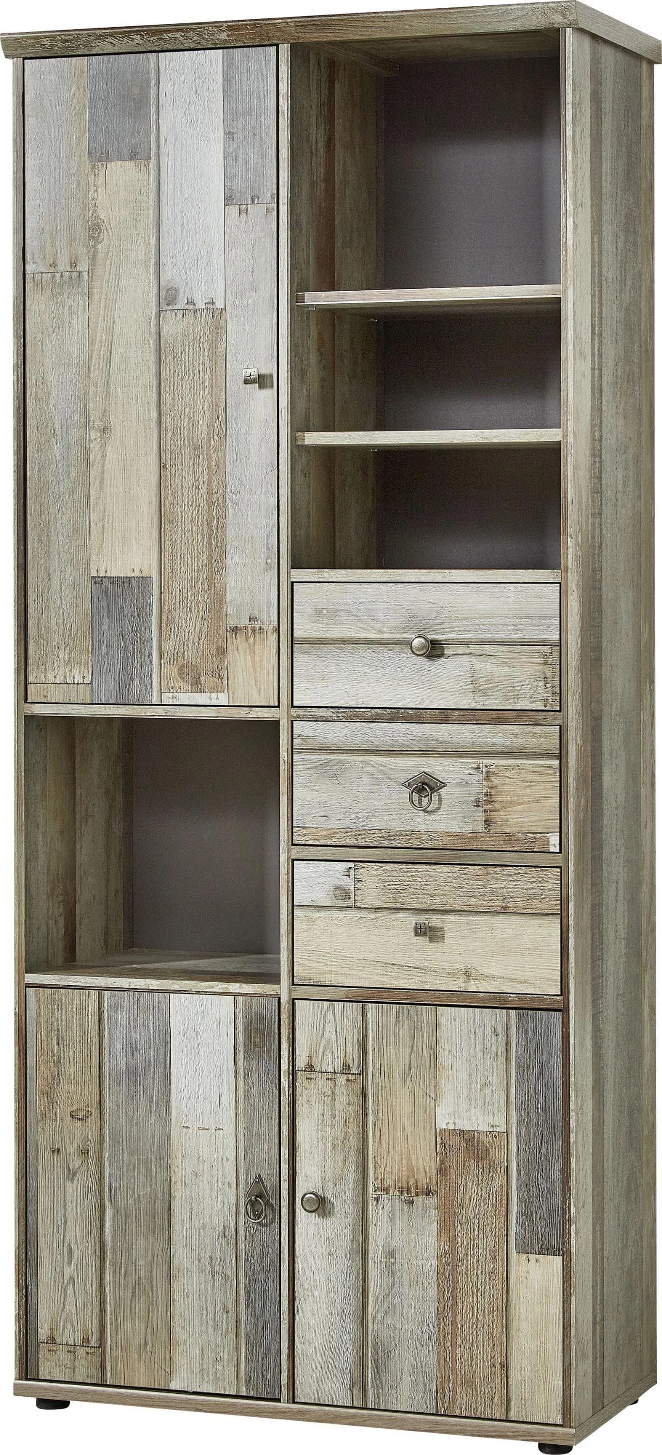 INNOSTYLE Bonanza Stauraumschrank Retro Braun 3-türig mit Softclose