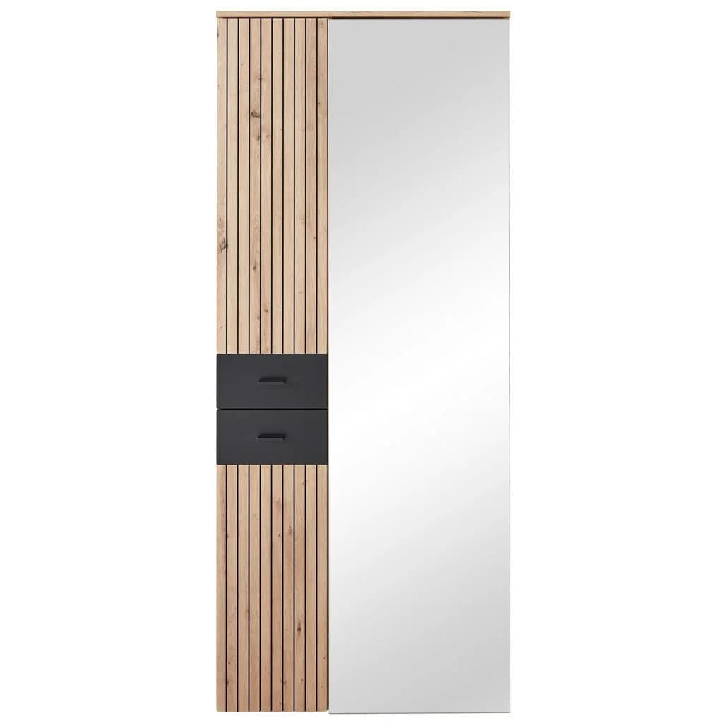 Voleo Garderobenschrank Schwarz Eiche Artisan Holzwerkstoff 7 Fächer