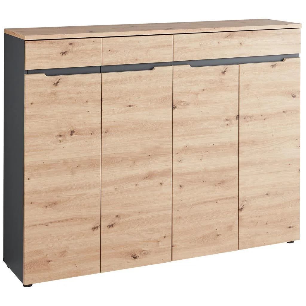 Voleo Schuhschrank Graphit Eiche Artisan Holzwerkstoff 9 Fächer 1 Schublade