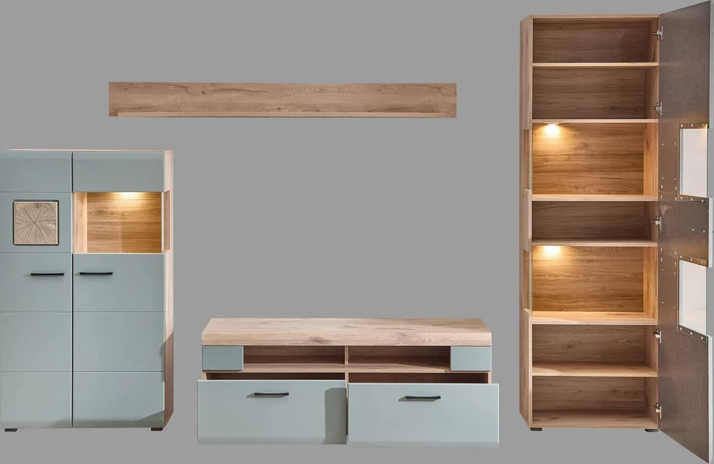 Innostyle Wohnwand FUN PLUS II, 4-St, inkl. LED-Beleuchtung