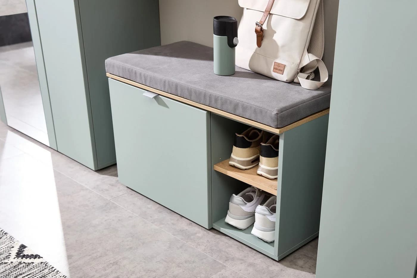 Innostyle Bari Schuhbank Schilfgrün 4 Fächer