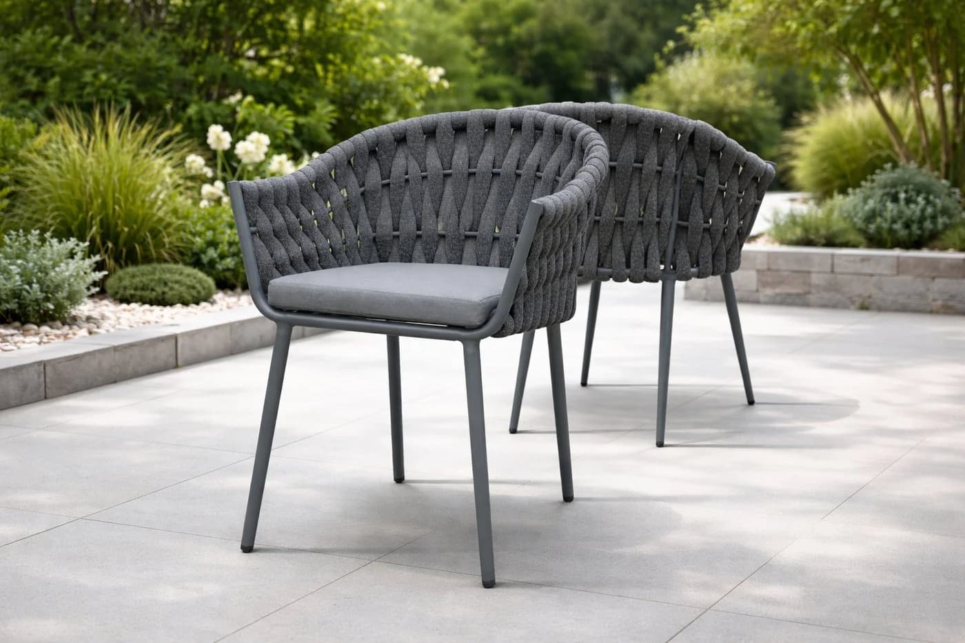 Destiny Gartensessel MOLINO Rope Aluminium anthrazit mit Kissen