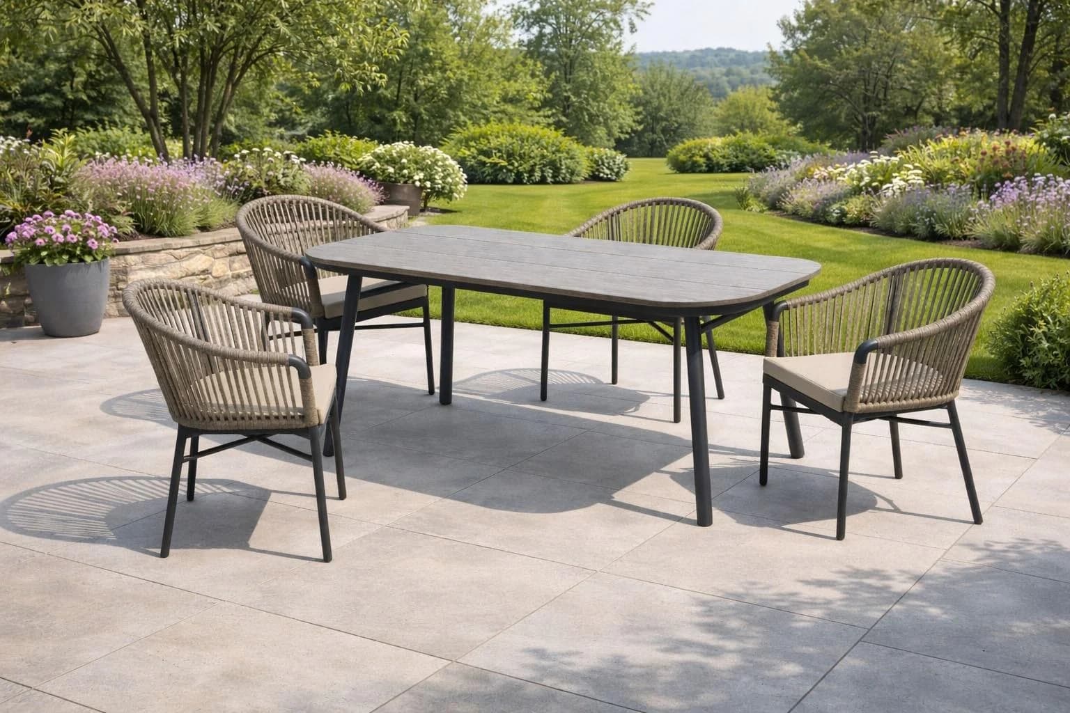 Destiny Garten-Essgruppe 5-tlg. mit Tisch Aluminium Polywood Grau