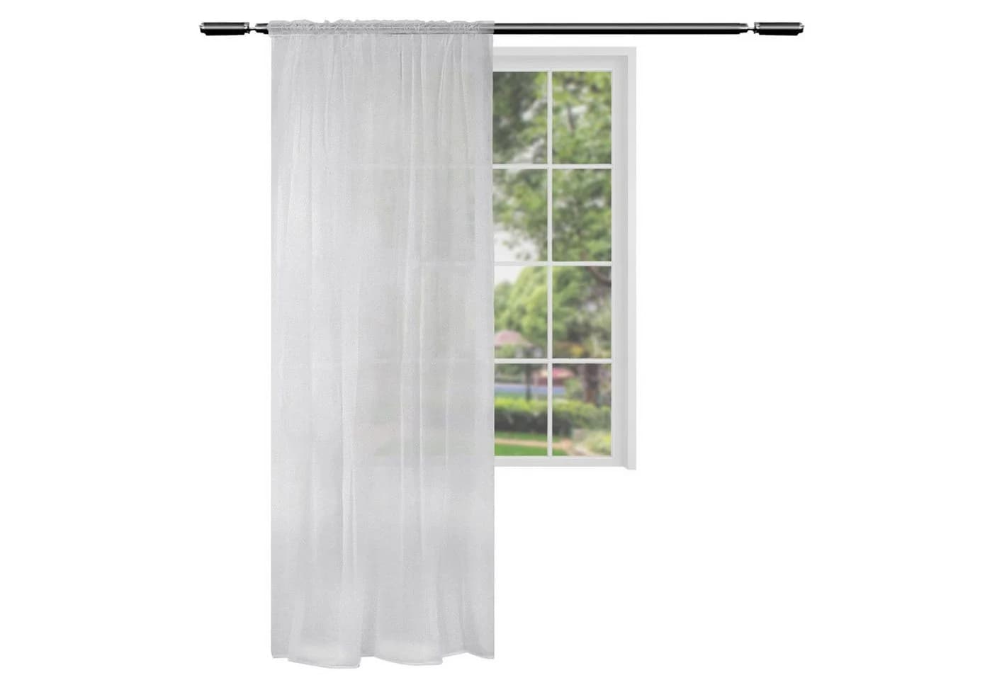 Woltu Gardine Kräuselband Halbtransparent Leinenoptik Polyester